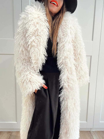 Abrigo Largo Pelo Rizado VHALYSSAE Crudo HEVE