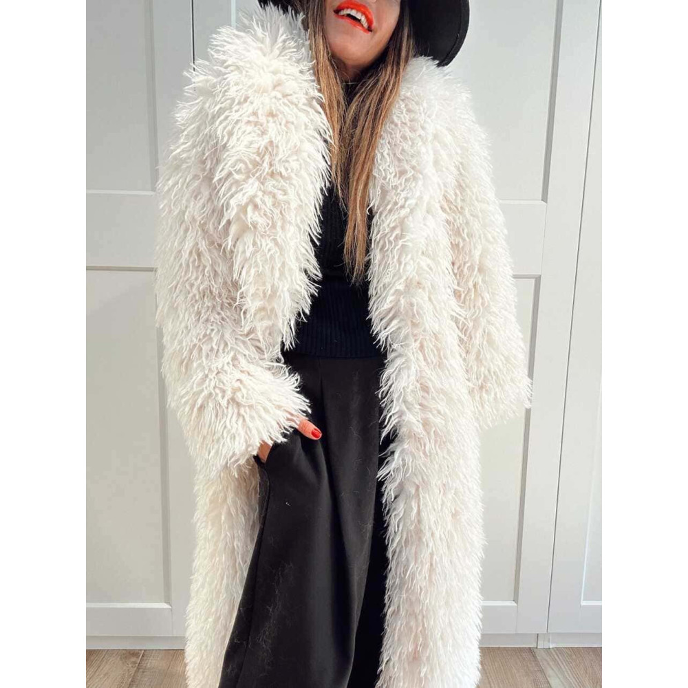 Abrigo Largo Pelo Rizado VHALYSSAE Crudo HEVE