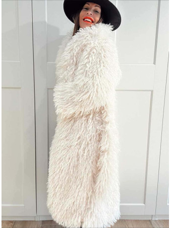 Abrigo Largo Pelo Rizado VHALYSSAE Crudo HEVE