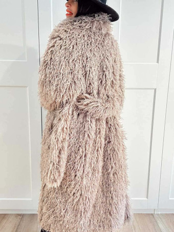Abrigo Largo Pelo Rizado VHALYSSAE Taupe HEVE