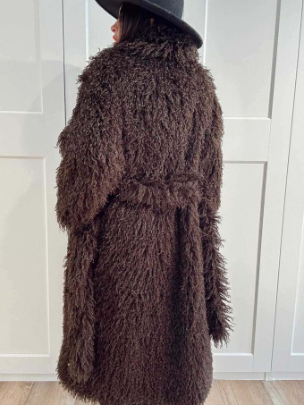 Abrigo Largo Pelo Rizado VHALYSSAE Marrón HEVE