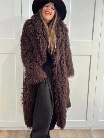 Abrigo Largo Pelo Rizado VHALYSSAE Marrón HEVE