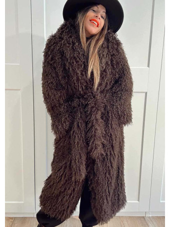 Abrigo Largo Pelo Rizado VHALYSSAE Marrón HEVE