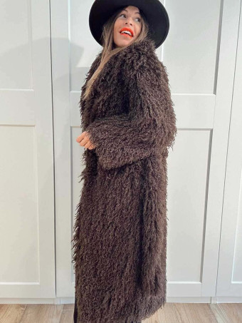 Abrigo Largo Pelo Rizado VHALYSSAE Marrón HEVE