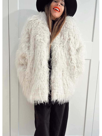 Abrigo Corto Pelo Rizado KALYSSEN Beige HEVE