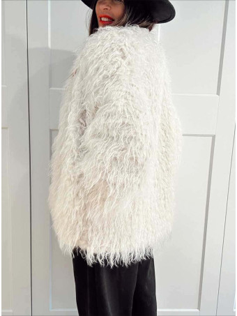 Abrigo Corto Pelo Rizado KALYSSEN Beige HEVE