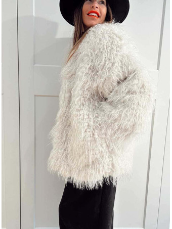 Abrigo Corto Pelo Rizado KALYSSEN Beige HEVE