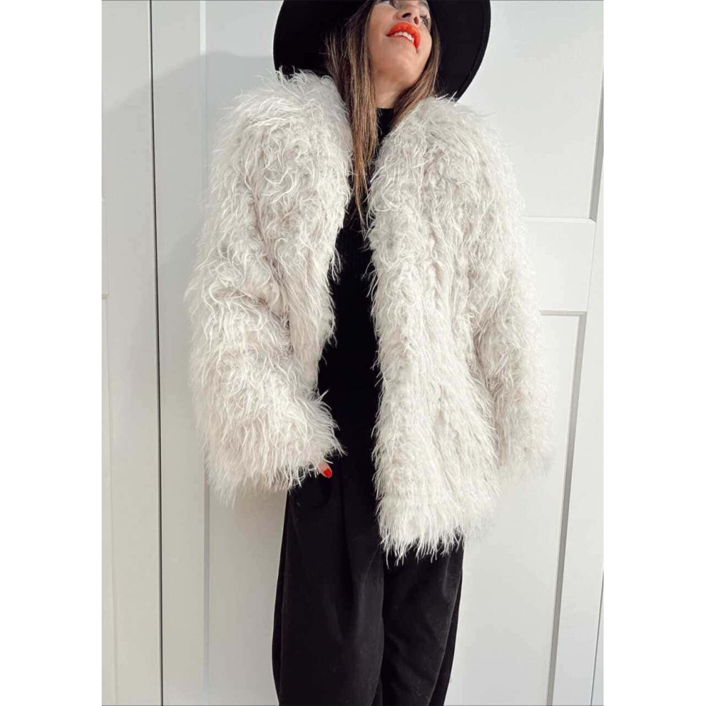 Abrigo Corto Pelo Rizado KALYSSEN Beige HEVE