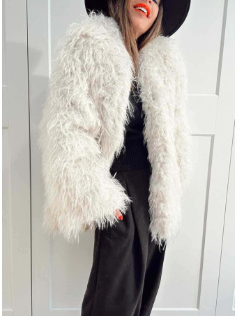 Abrigo Corto Pelo Rizado KALYSSEN Beige HEVE