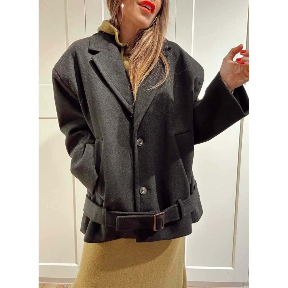 Chaqueta Oversize Paño TORIAN Negro HEVE