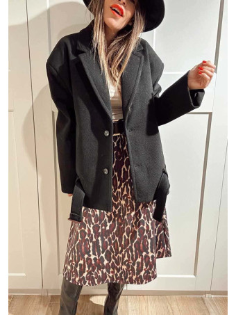 Falda Estampado Print con Cinturón MOORA Burdeos HEVE