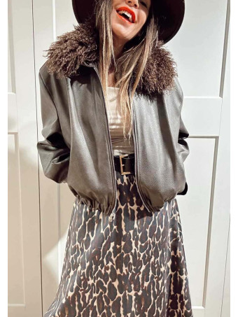 Cazadora Piel Sintética Sobrecuello PUSHKAR Marrón HEVE