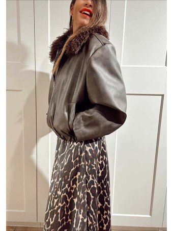 Cazadora Piel Sintética Sobrecuello PUSHKAR Marrón HEVE