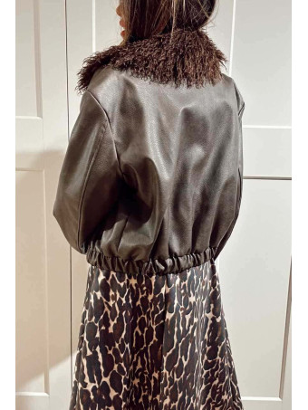 Cazadora Piel Sintética Sobrecuello PUSHKAR Marrón HEVE