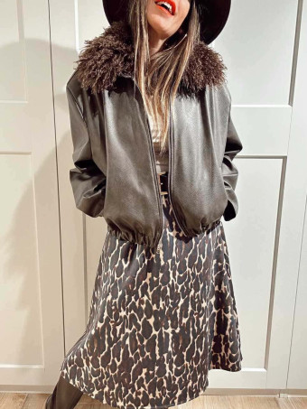 Falda Estampado Print con Cinturón MOORA Marrón HEVE