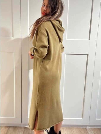 Vestido Punto con Capucha MOSSAIRE Verde Oliva HEVE