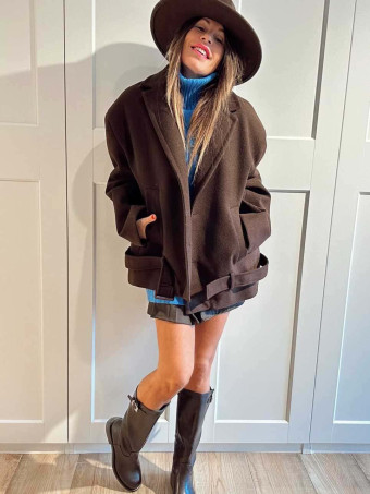 Chaqueta Oversize Paño TORIAN Marrón HEVE