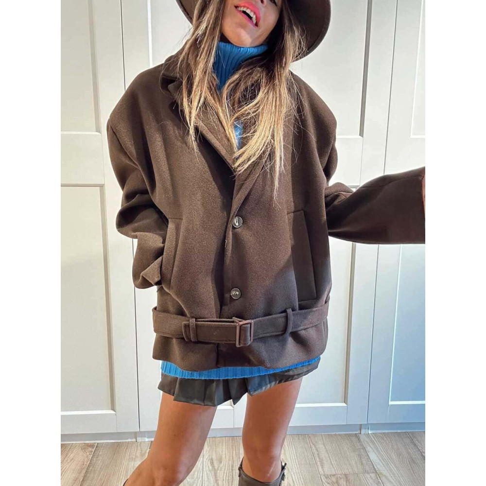 Chaqueta Oversize Paño TORIAN Marrón HEVE