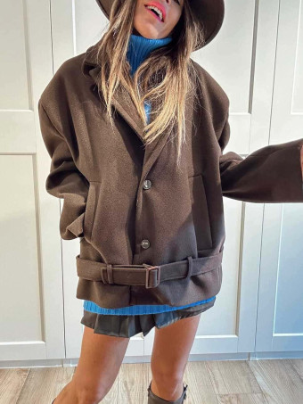 Chaqueta Oversize Paño TORIAN Marrón HEVE