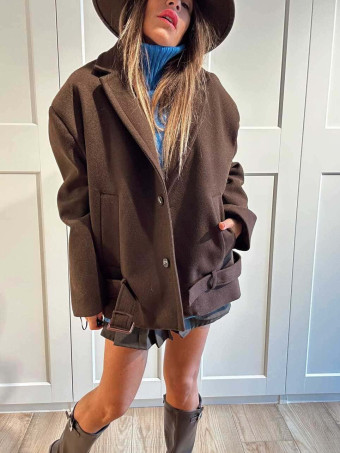 Chaqueta Oversize Paño TORIAN Marrón HEVE