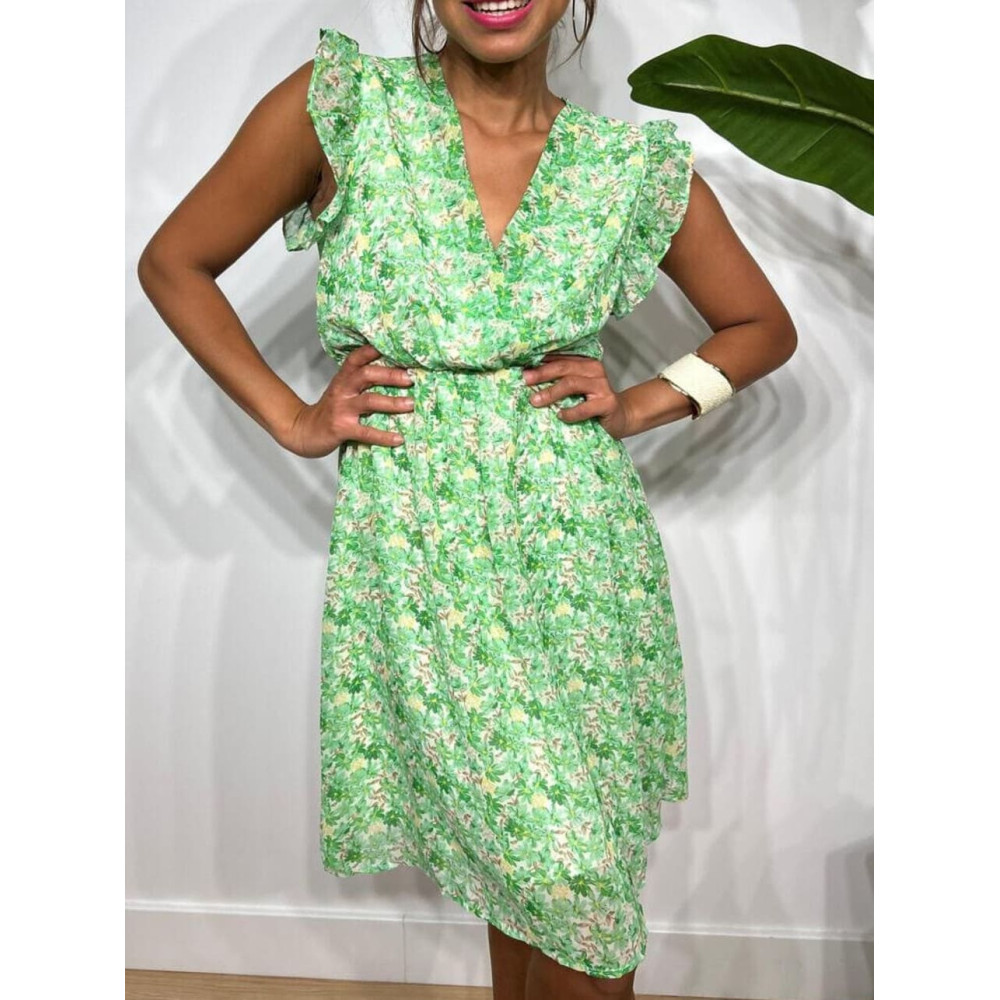 Vestido Vaporoso Estampado Floral SAVEYA Verde HEVE