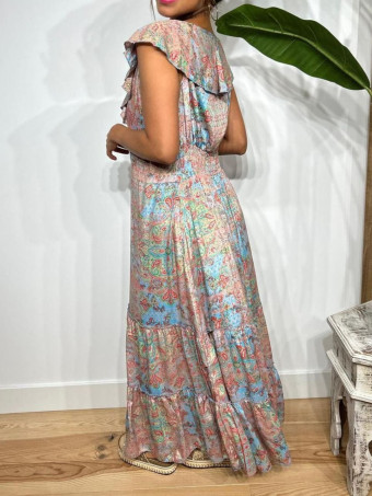 Vestido Estampado Volantes LALESSA Azul HEVE