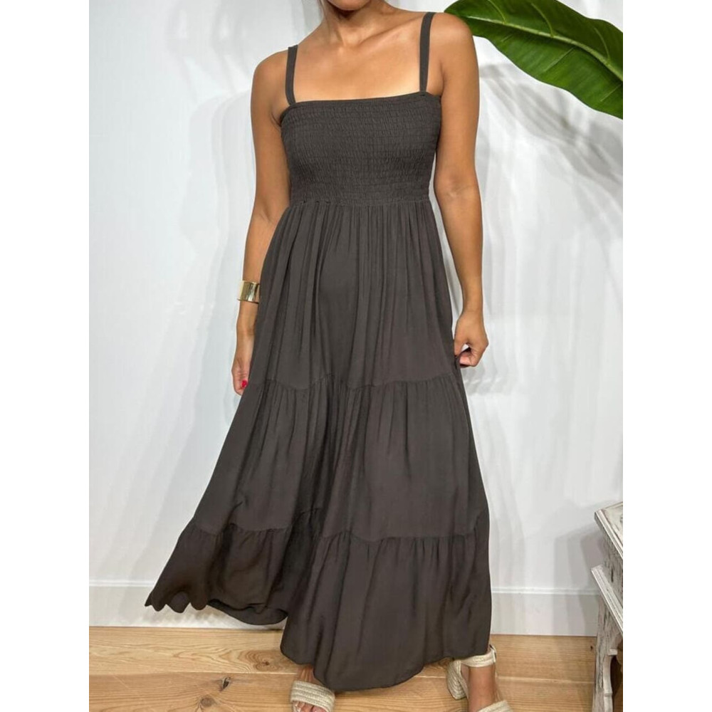 Vestido Nido de Abeja y Paneles NIENKE Marrón HEVE