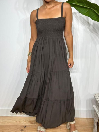 Vestido Nido de Abeja y Paneles NIENKE Marrón HEVE