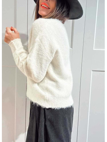 Jersey Efecto Angora con Encaje YVESSA Beige HEVE