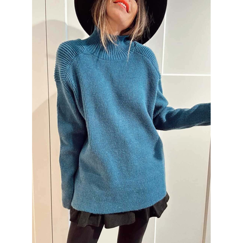 Jersey Canalé Cuello Subido KALGOOR Azul Pato HEVE