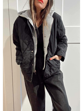Chaqueta Guateada Efecto Sobrepuesto OLYTHIA Negro HEVE