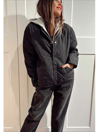 Chaqueta Guateada Efecto Sobrepuesto OLYTHIA Negro HEVE
