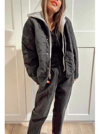 Chaqueta Guateada Efecto Sobrepuesto OLYTHIA Negro HEVE