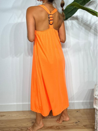 Vestido Espalda Cruzada NEKO Naranja Flúor HEVE