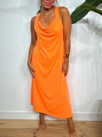 Vestido Espalda Cruzada NEKO Naranja Flúor HEVE