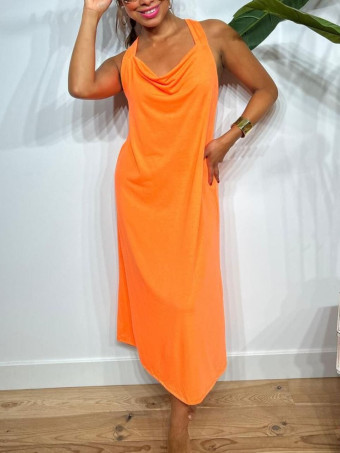 Vestido Espalda Cruzada NEKO Naranja Flúor HEVE