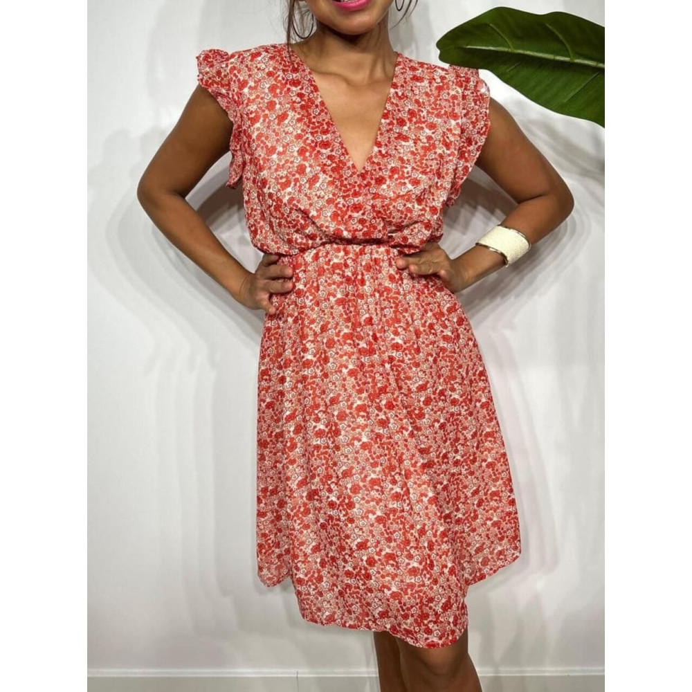Vestido Vaporoso Estampado Floral CYRANIE Rojo HEVE