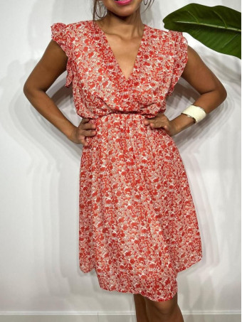 Vestido Vaporoso Estampado Floral CYRANIE Rojo HEVE