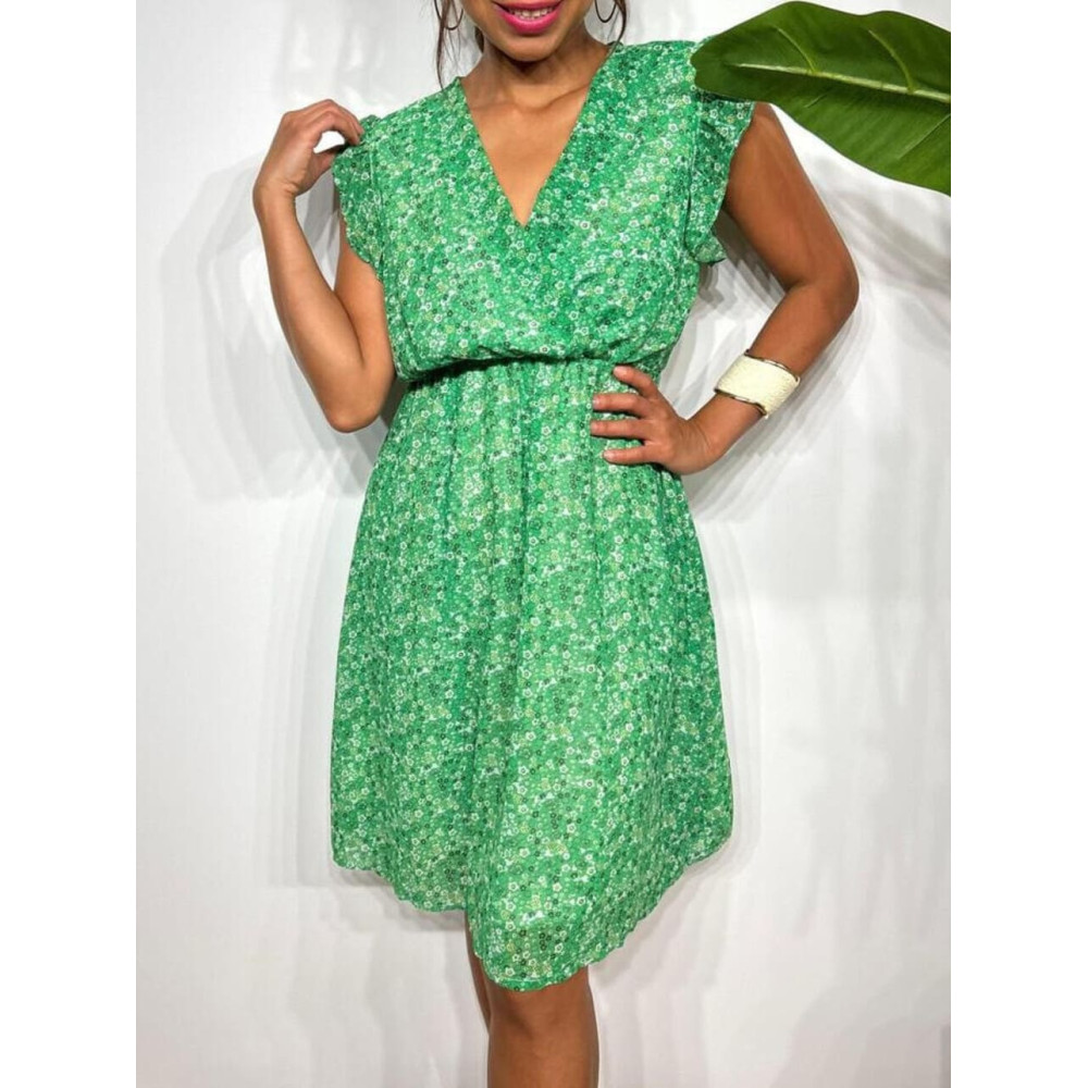 Vestido Vaporoso Estampado Floral CYRANIE Verde HEVE