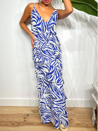 Vestido Print Volantes BAKORA Azul Klein