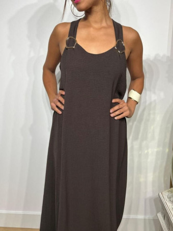 Vestido Tirantes Espalda Cruzada ETHEL Marrón HEVE
