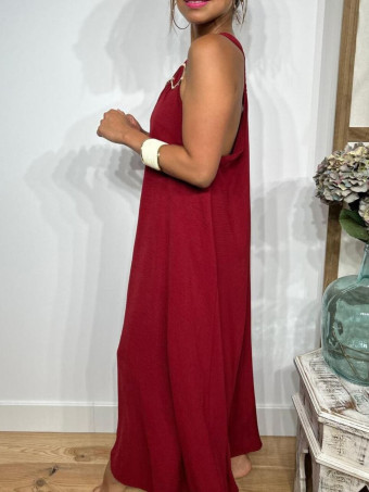 Vestido Tirantes Espalda Cruzada ETHEL Burdeos HEVE