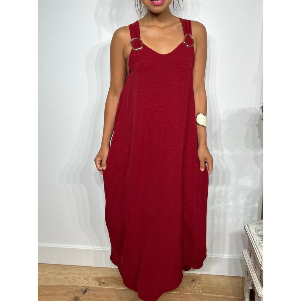 Vestido Tirantes Espalda Cruzada ETHEL Burdeos HEVE