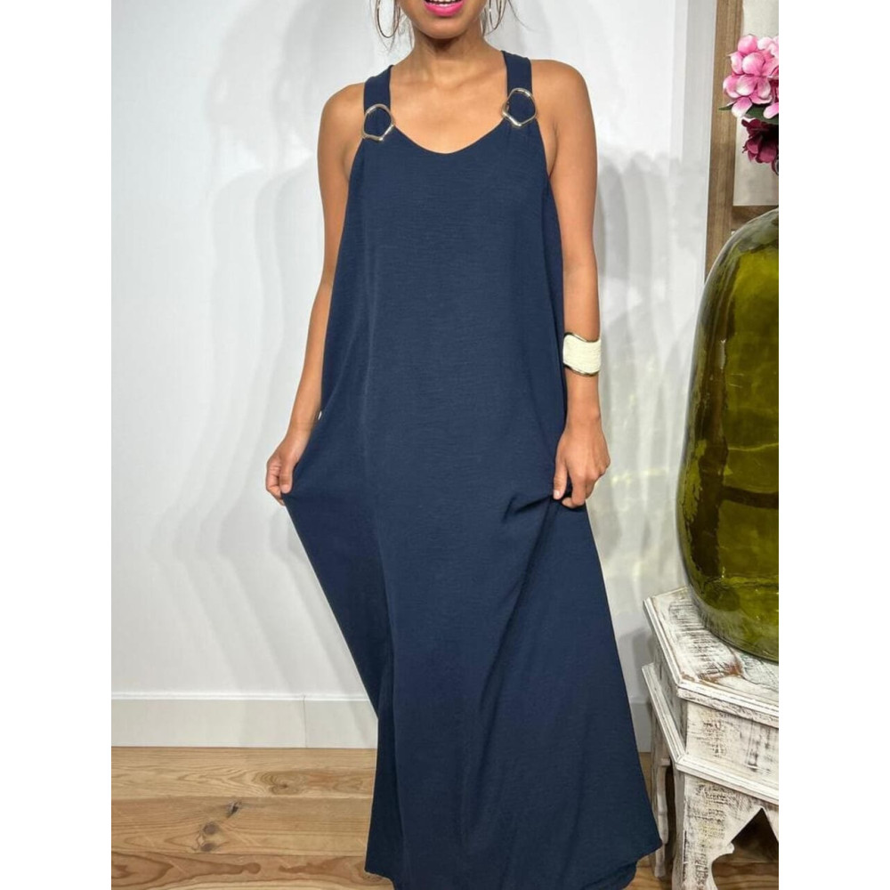 Vestido Tirantes Espalda Cruzada ETHEL Marino