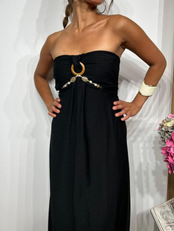 Vestido Arandela y Abalorios HAPSOON Negro HEVE