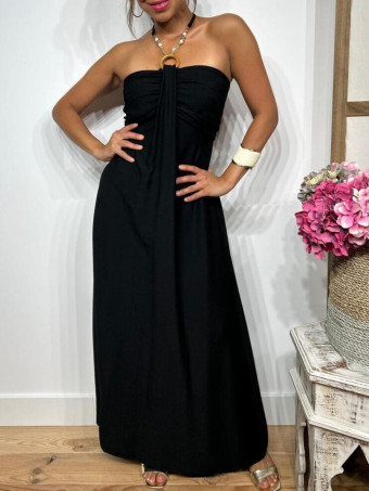 Vestido Arandela y Abalorios HAPSOON Negro HEVE