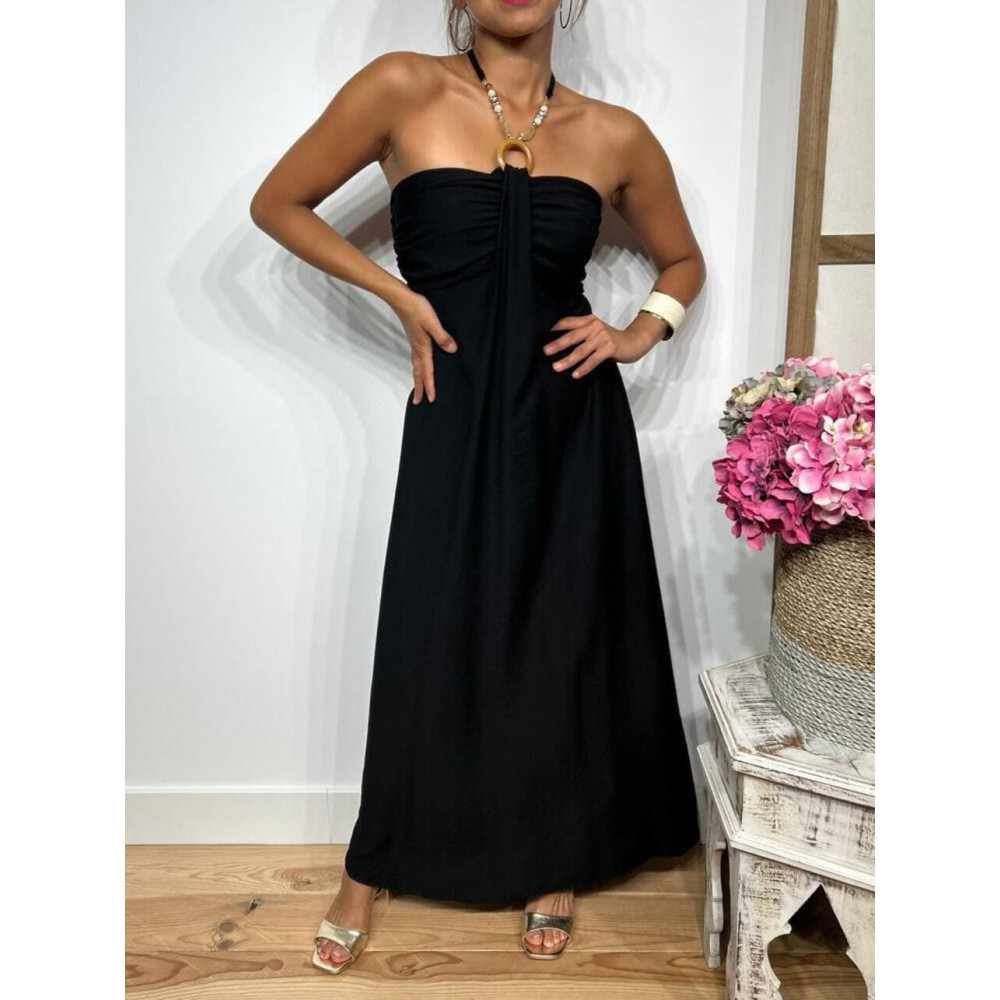 Vestido Arandela y Abalorios HAPSOON Negro HEVE