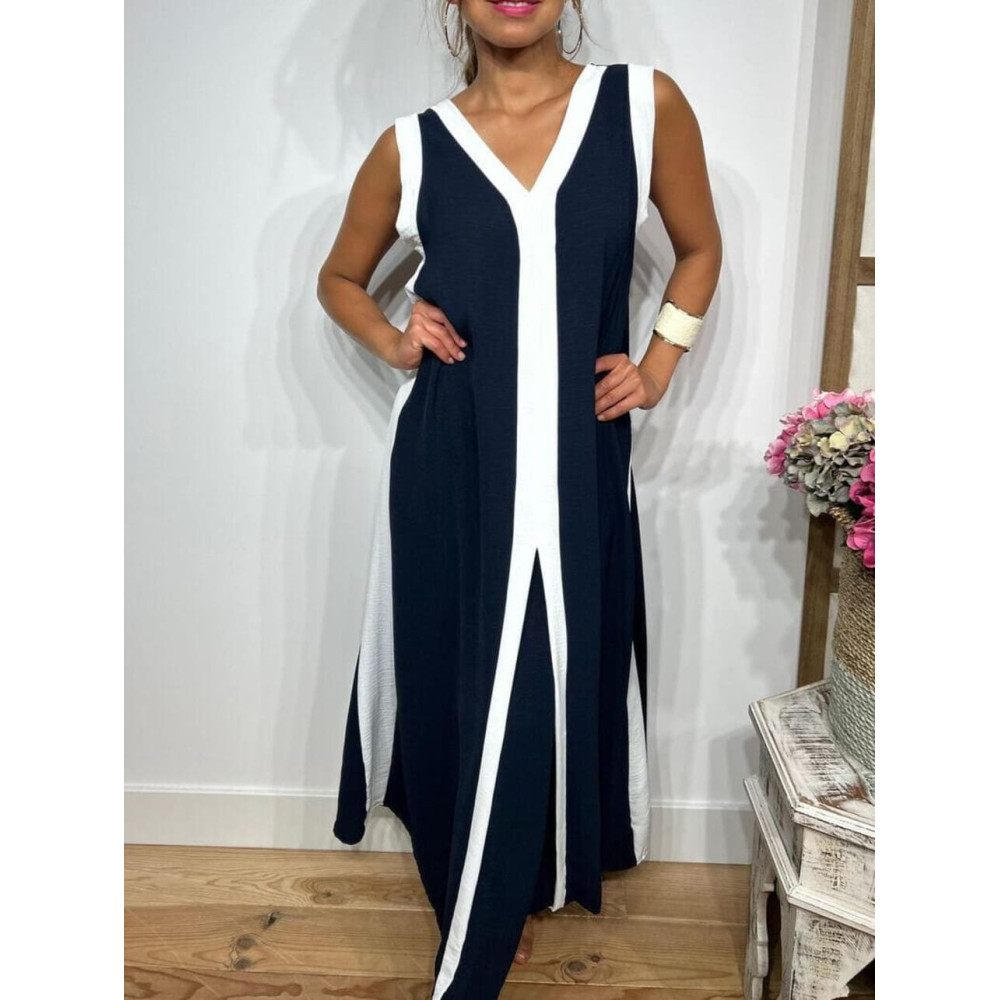 Vestido Ribetes a Contraste HAGELA Marino HEVE