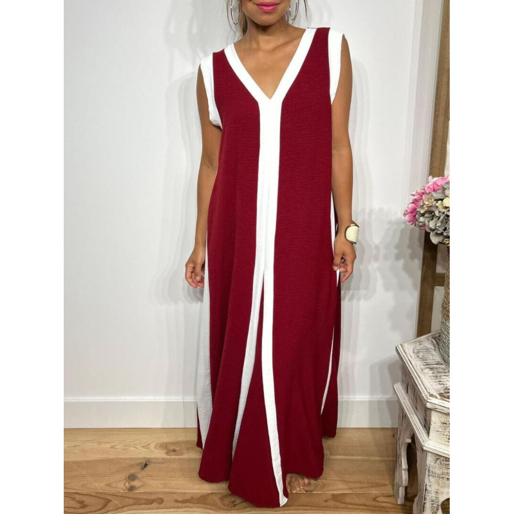 Vestido Ribetes a Contraste HAGELA Burdeos HEVE