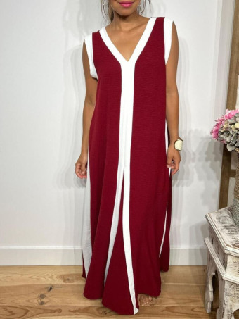 Vestido Ribetes a Contraste HAGELA Burdeos HEVE